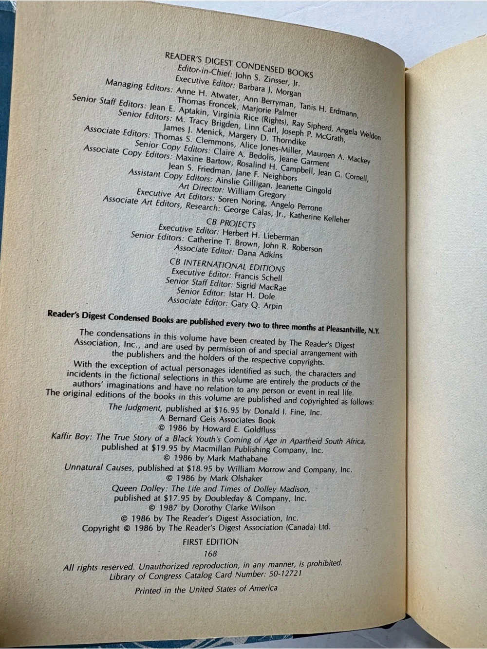 Readers Digest Condensed 1986 vol 5 hardcover 1st Edition